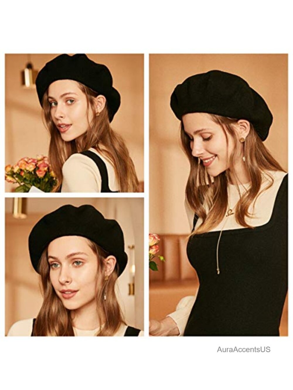 Womens Wool Knitted Beret Beanie Winter Fall French Classic Hat - Picture 4 of 6